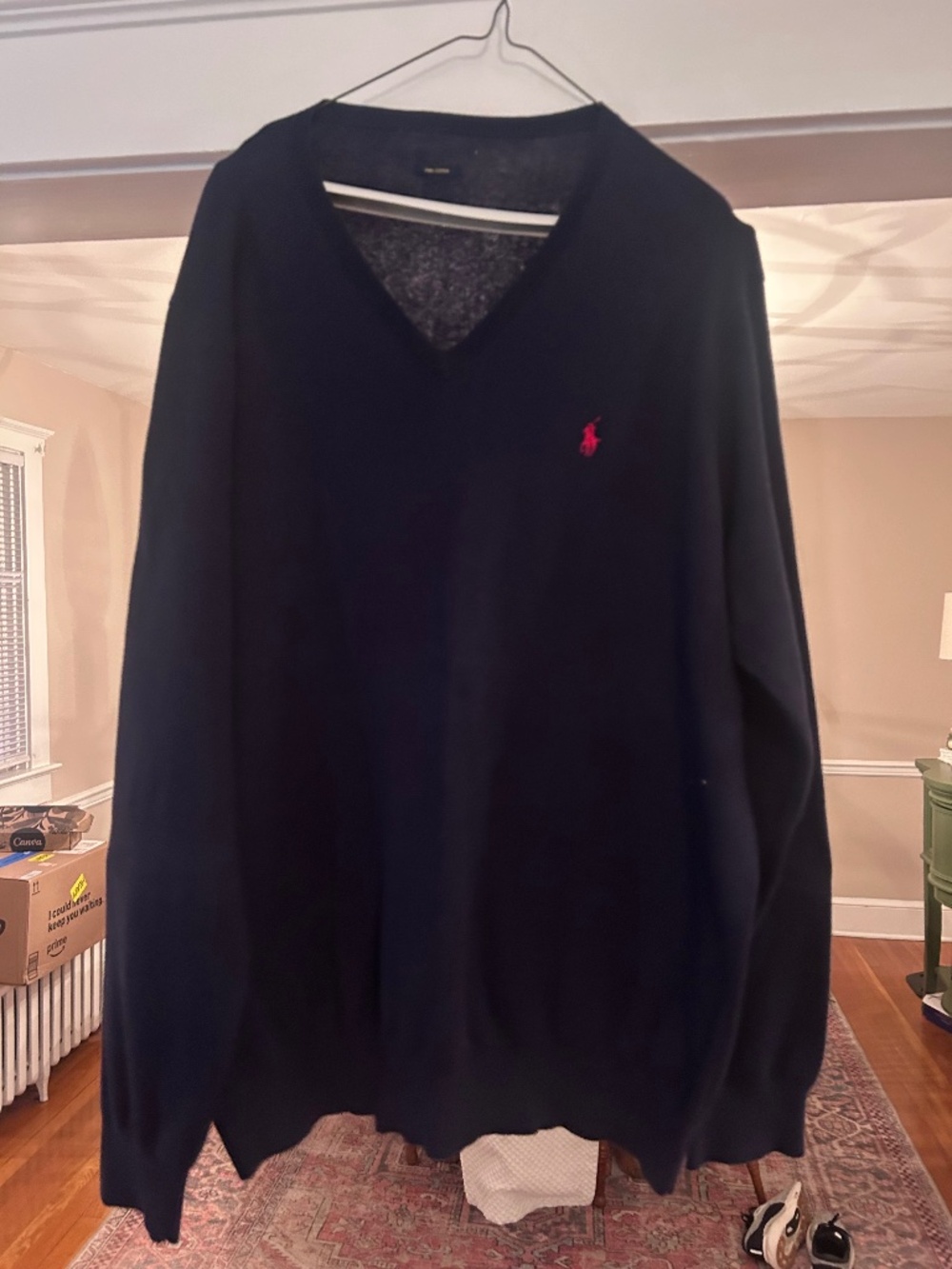 Polo Ralph Lauren Men's Navy V-Neck Sweater Pima Cotton
